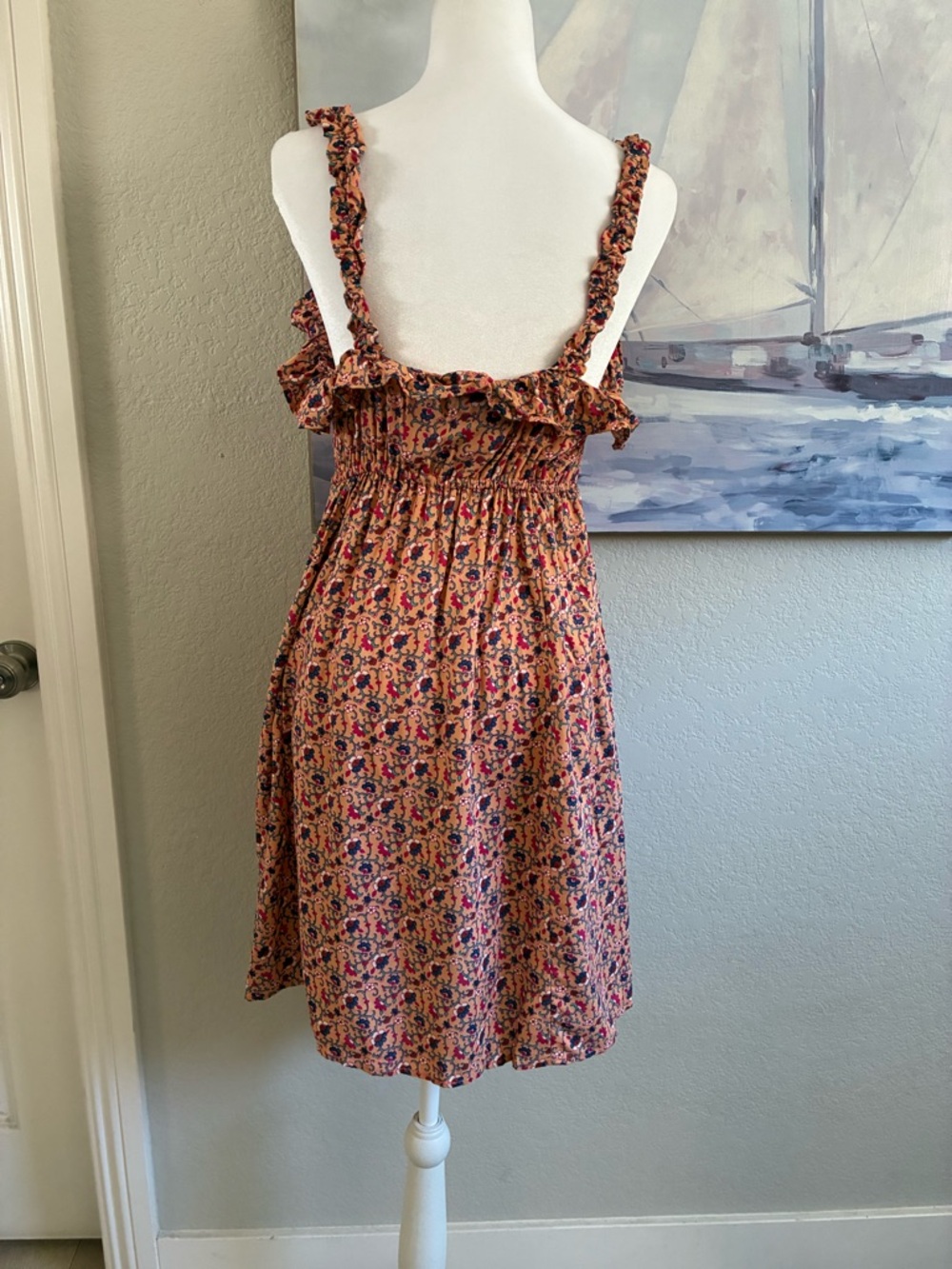 Angie Rust Floral Ruffle Mini Dress - Picture 4 of 7